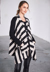 Naya Jersey Stripe Asymmetric Hooded Gilet, Black