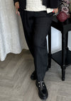 Naya Woven Herringbone Stripe Ballon Trousers, Black