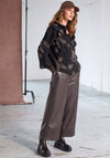 Naya Faux Leather Cropped Wide Leg Trousers, Brown