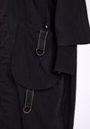 Naya Hooded With D-Ring Pocket Trimmed Coat, Black
