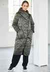Naya Quilted Wrap Neck Hooded Coat, Green