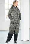 Naya Quilted Wrap Neck Hooded Coat, Green