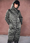 Naya Quilted Wrap Neck Hooded Coat, Green