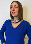 Serafina V Neck Jumper & Neck Scarf, Royal Blue