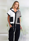 Naya Two Tone Hooded With Contrasting Panel Jacket, White and Beige