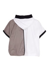 Naya Two Tone Hooded With Contrasting Panel Jacket, White and Beige