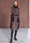 Naya Contrast Hood Size Panel Dress, Brown