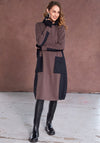 Naya Contrast Hood Size Panel Dress, Brown