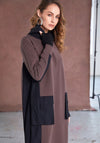 Naya Contrast Hood Size Panel Dress, Brown