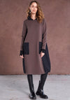 Naya Contrast Hood Size Panel Dress, Brown