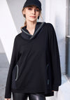 Naya Contrast Hooded Top, Black