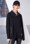 Naya Contrast Hooded Top, Black