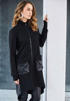 Naya Contrast Panel High Neck Jacket, Black