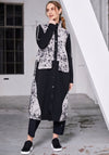 Naya Printed Jersey Contrast Long Jacket, Grey and Black