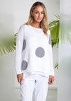 Naya Spot Print Round Neck Organic Knitted Jumper, White