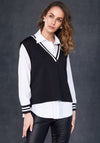 Naya 2 Piece Shirt and Ribbed Vest, Black