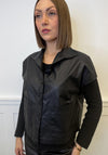 Naya Leatherette Pocket Detail Short Sleeve Shirt, Black