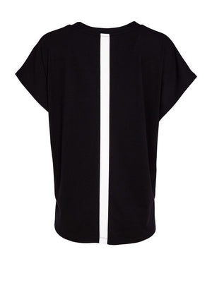 Naya V Neck Stripe Top, Black