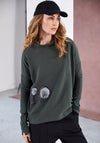 Naya High Neck Print Detail Long Sleeve Top, Green