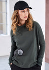 Naya High Neck Print Detail Long Sleeve Top, Green