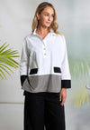 Naya Contrast Hem Panel Placket Blouse, White