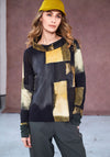 Naya Printed Roll Neck Jersey Top, Black & Yellow