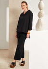 Naya Wide Leg Copped Leg Trousers, Black