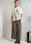 Naya Wide Leg Pocket Detail Ankle Trousers, Brown