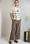 Naya Wide Leg Pocket Detail Ankle Trousers, Brown