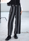 Naya Striped Wide Leg Pull on Trousers, Black