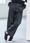 Naya Faux Leather Cropped Wide Leg Trousers, Black