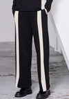 Naya Contrast Stripe Wide Leg Trousers, Black