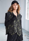 Naya Jacquard Hooded Short Gilet, Green and Black
