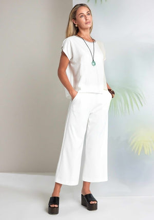 Naya Wide Leg Cropped Leg Trouser, Off White