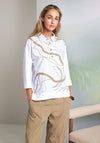 Naya Planket Print Cropped Sleeve Shirt, White And Beige