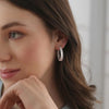 Newbridge Baguette CZ Hoop Earrings, Silver