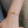 Newbridge Bird with Pink Flower Bracelet, Gold