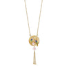 Newbridge Bird with Pink Flower Pendant Necklace, Gold