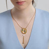 Newbridge Bird with Pink Flower Pendant Necklace, Gold