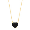 Newbridge Black Stone Heart Pendant Necklace, Gold