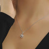 Newbridge Square Crystal Drop Necklace, Silver