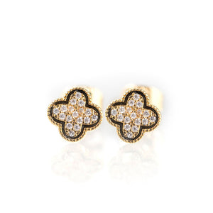Newbridge CZ Clover Earrings, Gold