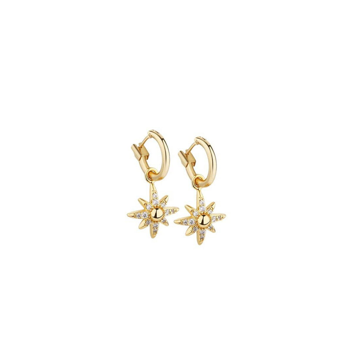 Newbridge Silverware Amy Clear Stone Star Earrings, Gold