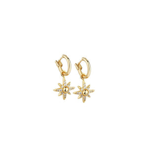 Newbridge Silverware Amy Clear Stone Star Earrings, Gold