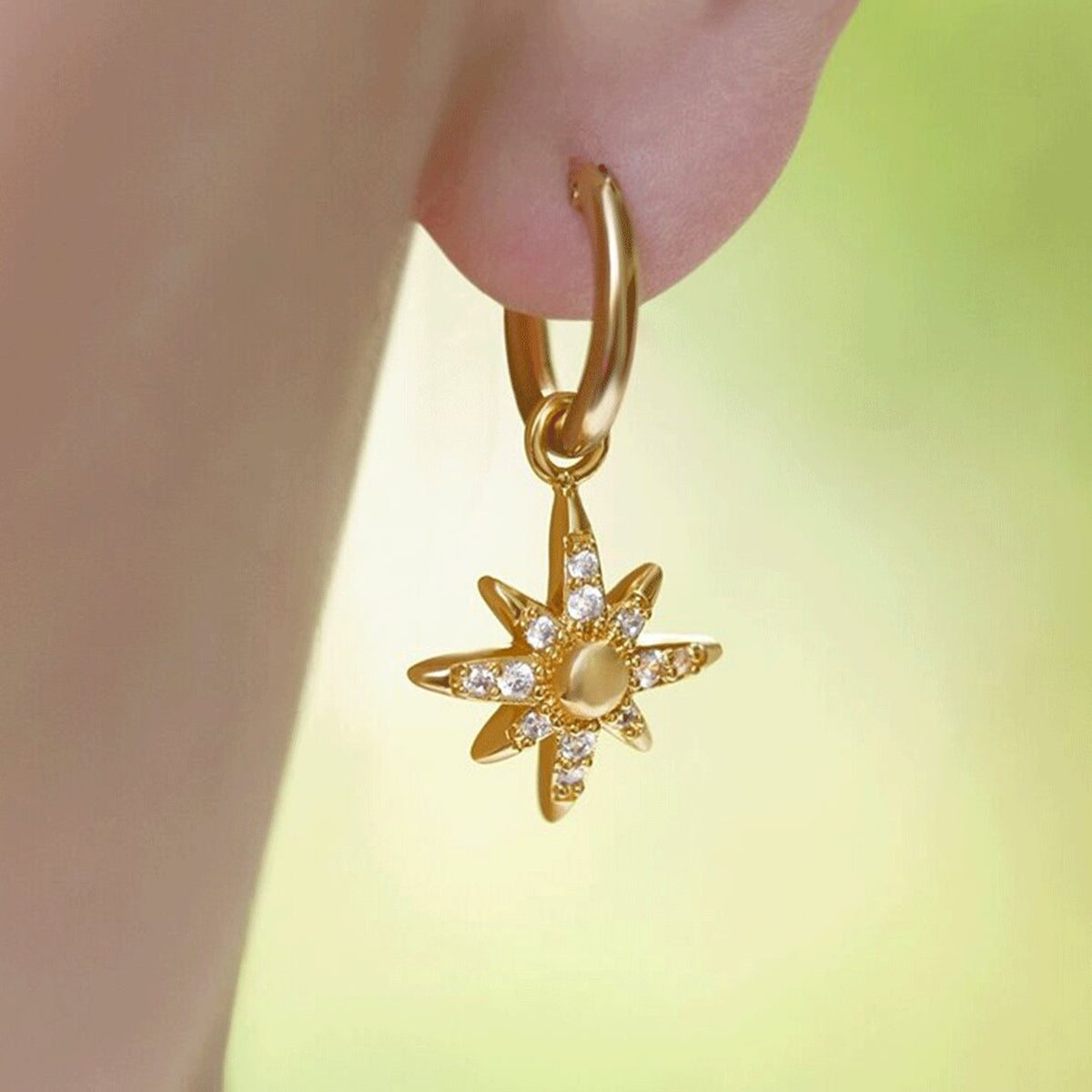 Newbridge Silverware Amy Clear Stone Star Earrings, Gold