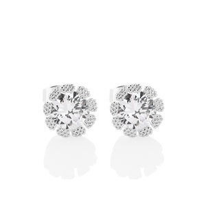 Newbridge Silverware Flower Earrings Clear Stones, Silver
