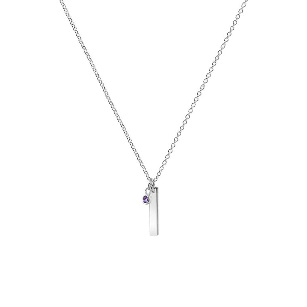 Newbridge Silverware February Birthstone Pendant Necklace, Silver