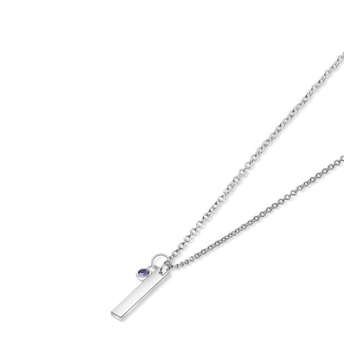 Newbridge Silverware February Birthstone Pendant Necklace, Silver