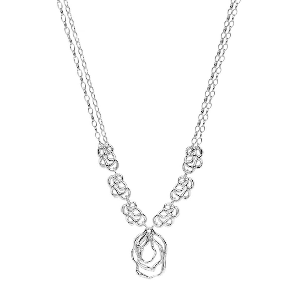 Newbridge Silverware Molten Knot Necklace, Silver