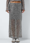 Noisy May Paila Sequin Netted Maxi Skirt, Silver